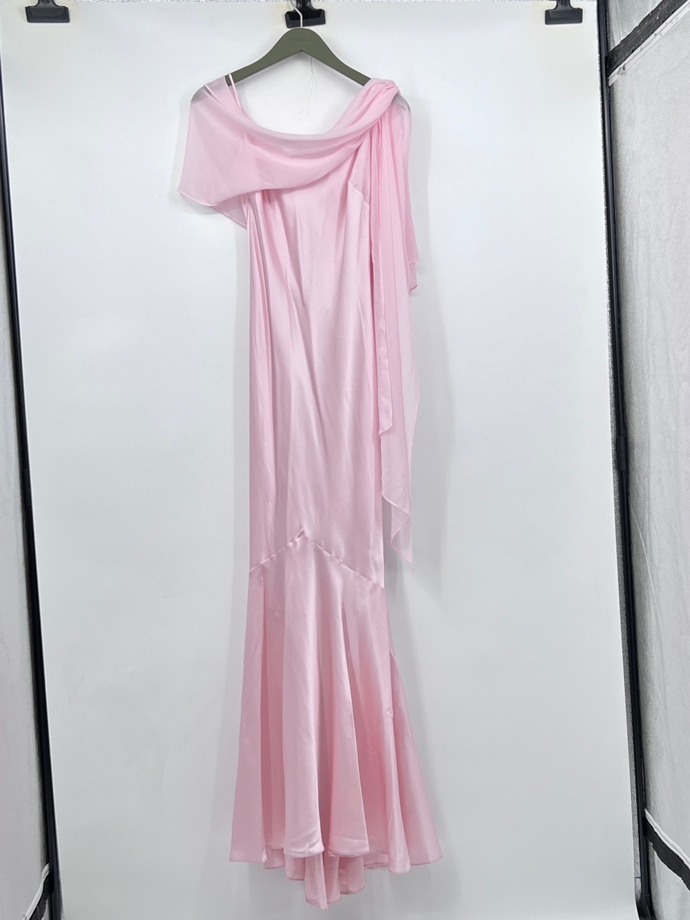 Tiffani Silk Dress CHERRY BLOSSOM 2 Elegant Pink Silk Evening Gown with Capelet - Picture 8 of 10